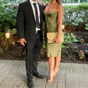 House of CB Forest Green Corset MIDI Dress